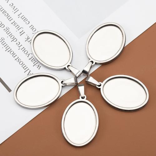 Stainless Steel Pendant Setting 304 Stainless Steel Flat Oval DIY original color Approx Sold By Bag