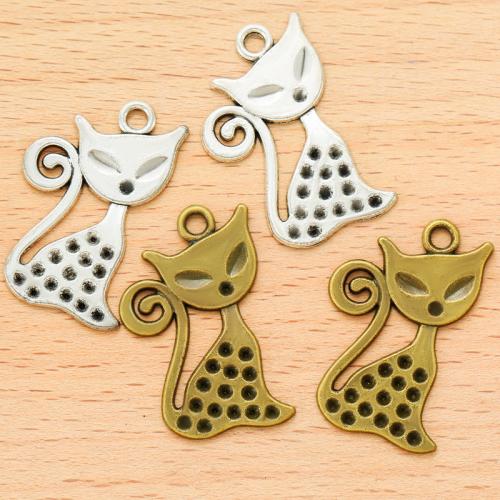 Zinc Alloy Animal Pendler, Cat, forgyldt, du kan DIY, flere farver til valg, 31x21mm, 100pc'er/Bag, Solgt af Bag