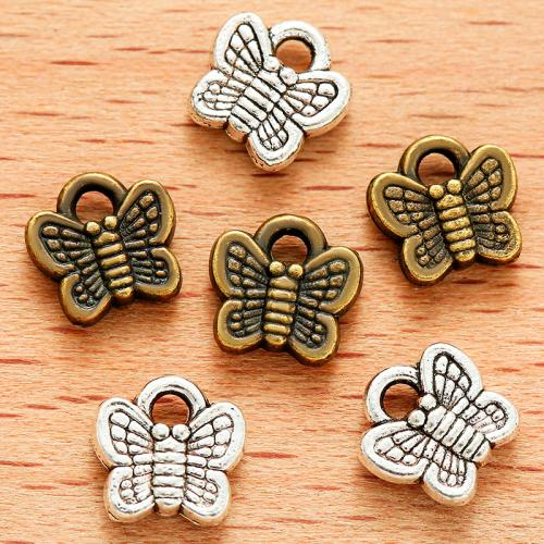 Zinc Alloy Animal Pendler, Butterfly, forgyldt, du kan DIY, flere farver til valg, 7x7mm, 100pc'er/Bag, Solgt af Bag