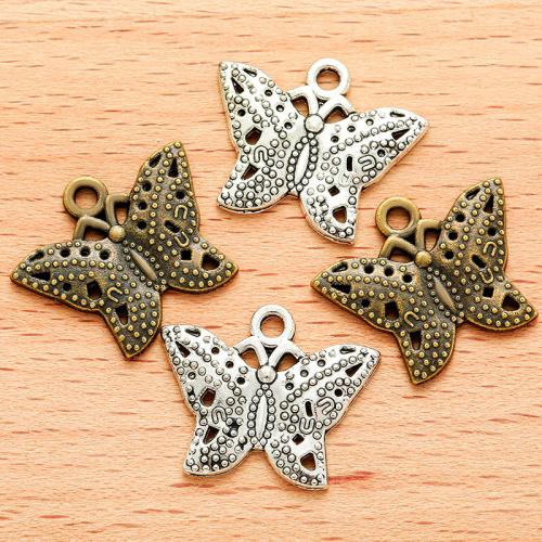 Zinc Alloy Animal Pendler, Butterfly, forgyldt, du kan DIY, flere farver til valg, 21x17mm, 100pc'er/Bag, Solgt af Bag