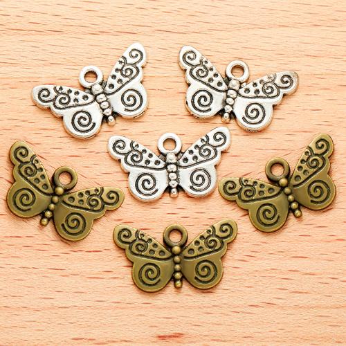 Sinc Alloy Pendants Ainmhithe, Féileacán, plátáilte, DIY, dathanna níos mó le haghaidh rogha, 22x12mm, 100ríomhairí pearsanta/Mála, Díolta De réir Mála