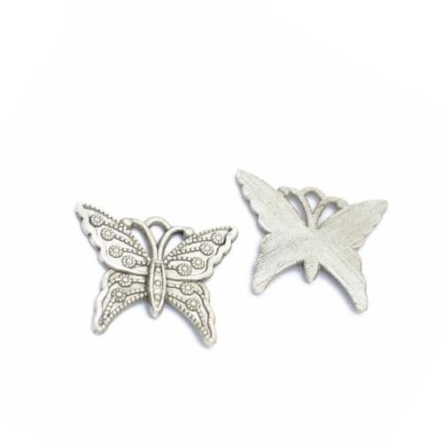 Zinc Alloy Animal Pendler, Butterfly, forgyldt, du kan DIY, flere farver til valg, 23x20mm, 100pc'er/Bag, Solgt af Bag