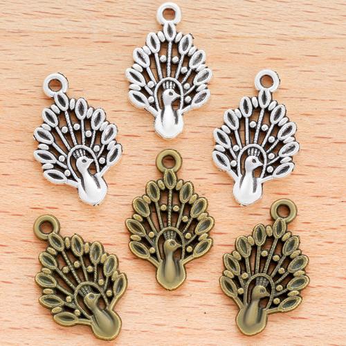 Sinc Alloy Pendants Ainmhithe, Peacock, plátáilte, DIY, dathanna níos mó le haghaidh rogha, 19x12mm, 100ríomhairí pearsanta/Mála, Díolta De réir Mála