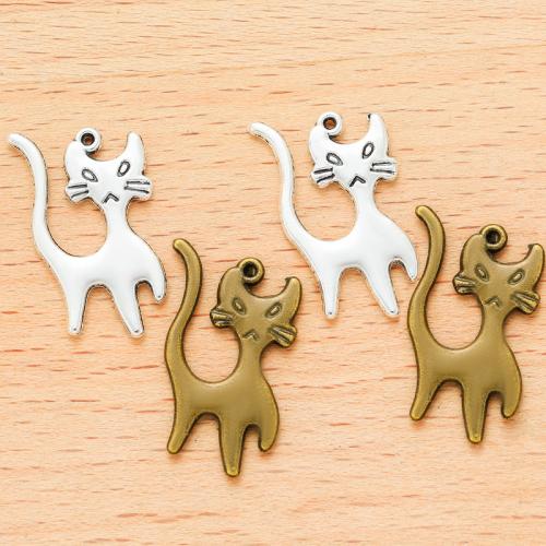 Zinc Alloy Animal Pendler, Cat, forgyldt, du kan DIY, flere farver til valg, 23x12mm, 100pc'er/Bag, Solgt af Bag