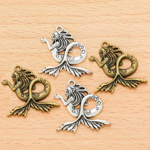 Tegn Shaped Zinc Alloy Pendler, Mermaid, forgyldt, du kan DIY, flere farver til valg, 33x30mm, 100pc'er/Bag, Solgt af Bag