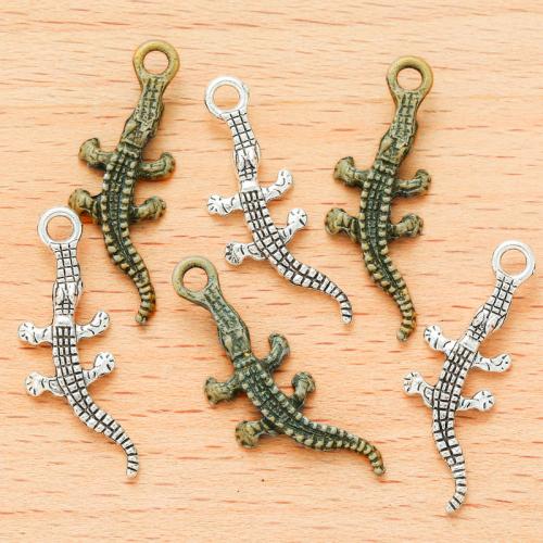 Zinc Alloy Animal Pendler, Crocodile, forgyldt, du kan DIY, flere farver til valg, 28x11mm, 100pc'er/Bag, Solgt af Bag