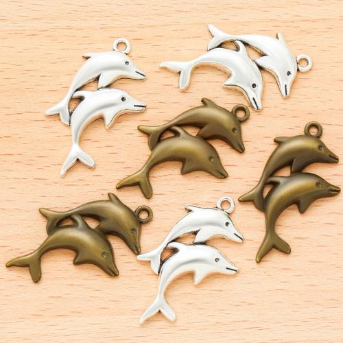 Zinklegering Animal Hangers, Zinc Alloy, Dolfijn, plated, DIY, meer kleuren voor de keuze, 34x24mm, 100pC's/Bag, Verkocht door Bag