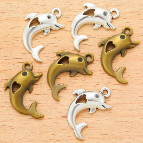 Zinklegering Animal Hangers, Zinc Alloy, Dolfijn, plated, DIY, meer kleuren voor de keuze, 23x18mm, 100pC's/Bag, Verkocht door Bag