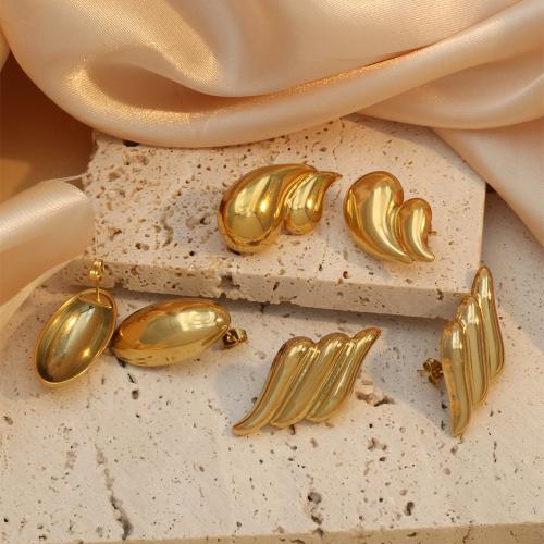 Stainless Steel Stud Earrings 304 Stainless Steel gold color plated fashion jewelry golden Sold By Pair