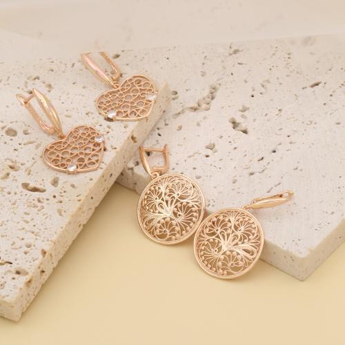 Cubic Zirconia Micro Pave Brass Earring gold color plated fashion jewelry & micro pave cubic zirconia golden nickel lead & cadmium free Sold By Pair