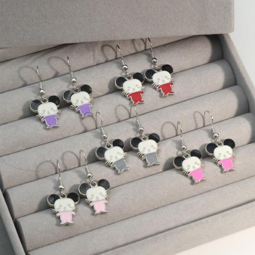 Zinc Alloy Drop Earrings Mouse plated fashion jewelry & enamel nickel lead & cadmium free Sold By Pair