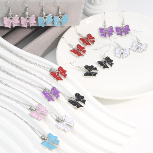 Zinc Alloy Jewelry Sets earring & necklace Butterfly plated fashion jewelry & enamel nickel lead & cadmium free Sold By Set