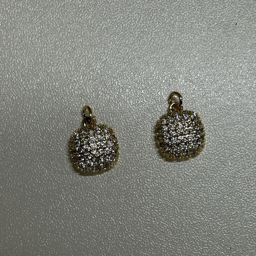 Terningformet Zirkon Micro Pave Messing vedhæng, Square, du kan DIY & Micro Pave cubic zirconia, oprindelige farve, Solgt af PC