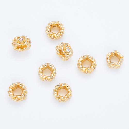 Messing spacer perler, forgyldt, du kan DIY & Micro Pave cubic zirconia, guld, 5.50mm, Hole:Ca. 2.5mm, Solgt af PC