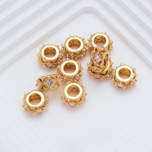 Brass Spacer Beads plated DIY & micro pave cubic zirconia gold Sold By PC