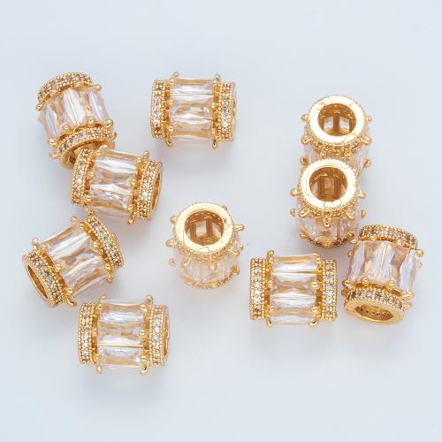 Perline vuote in ottone, placcato, DIY & stili diversi per la scelta & Micro spianare cubic zirconia, oro, Venduto da PC