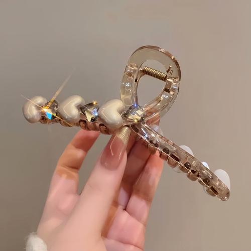 Hair Claw Clips Zinc Alloy with Acrylic handmade for woman & with rhinestone Sold By PC