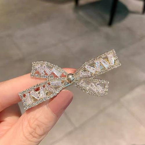 Spillette a becco, lega in zinco, Nodo di Cravatta, placcato, Micro spianare cubic zirconia & per la donna, oro, 60x30mm, Venduto da PC