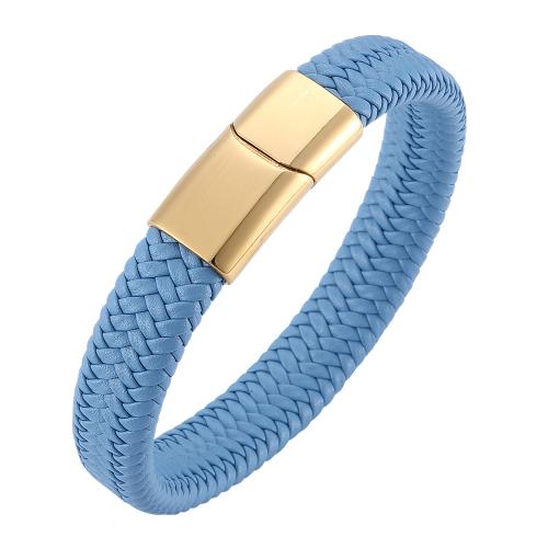 PU leder koord armbanden, 304 roestvrij staal, met Microfiber PU, plated, uniseks & verschillende grootte voor keus, meer kleuren voor de keuze, Verkocht door PC