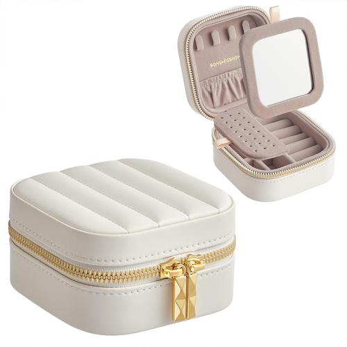 Leather Multifunctional Jewelry Box portable & dustproof Sold By PC