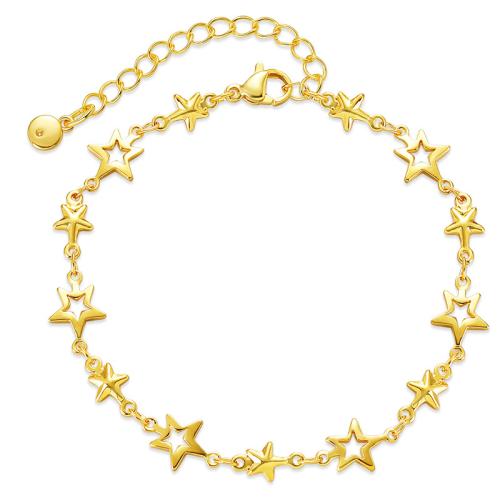 Prás Bracelet, le 2.36inch slabhra extender, Star, 18K ór plátáilte, do bhean & log, Fad Thart 6.69 Inse, Díolta De réir PC