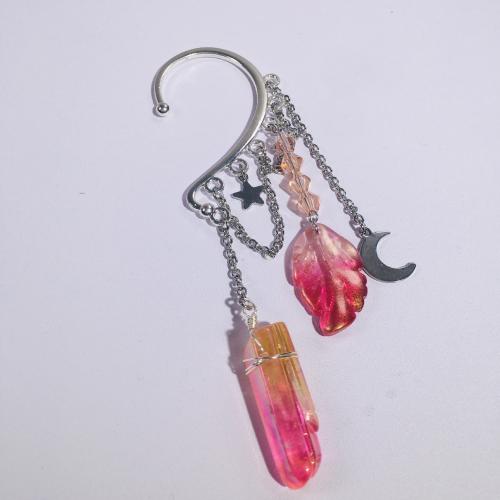 Pendientes Ear Cuff, aleación de zinc, con Cuarzo natural, Joyería & para mujer, más colores para la opción, Vendido por UD