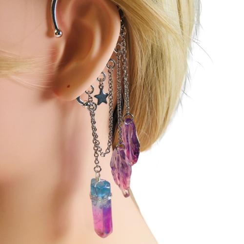 Trendy ear cuffs, Zinc Alloy, met Natuurlijke Quartz, mode sieraden & voor vrouw, meer kleuren voor de keuze, Verkocht door PC