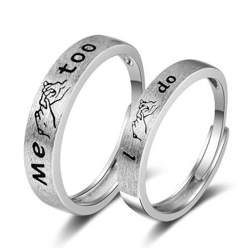 Couple Finger Rings 925 Sterling Silver Adjustable & fashion jewelry & Unisex Sold By Pair