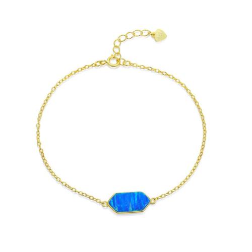 925 Sterling Silver Bangle Bracelet with Blue Opal fashion jewelry & for woman Length Approx 18 cm Sold By PC