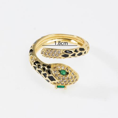 Brass Finger Ring Snake fashion jewelry & for woman & with rhinestone Sold By PC