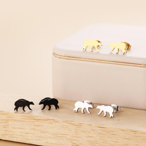 Stainless Steel Stud Earrings 304 Stainless Steel Polar Bear Vacuum Ion Plating fashion jewelry & for woman Sold By Bag