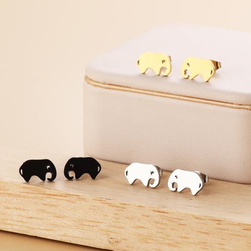 Edelstahl Ohrringe, 304 Edelstahl, Elephant, Modeschmuck & für Frau, keine, 12x7mm, 12PaarePärchen/Tasche, verkauft von Tasche