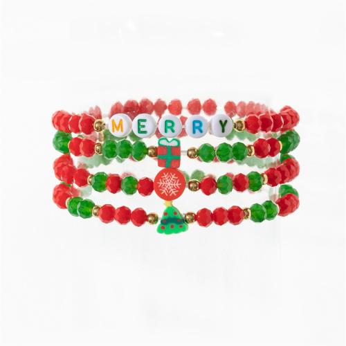 Christmas Holiday Bracelet Plastic 4 pieces & Christmas Design & fashion jewelry & for woman Length Approx 18 cm Sold By Set