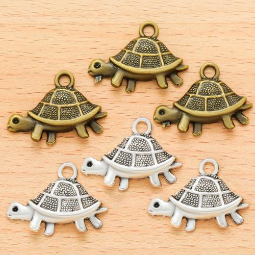 Zinc Alloy Animal Pendler, Turtle, forgyldt, du kan DIY, flere farver til valg, 28x19mm, 100pc'er/Bag, Solgt af Bag