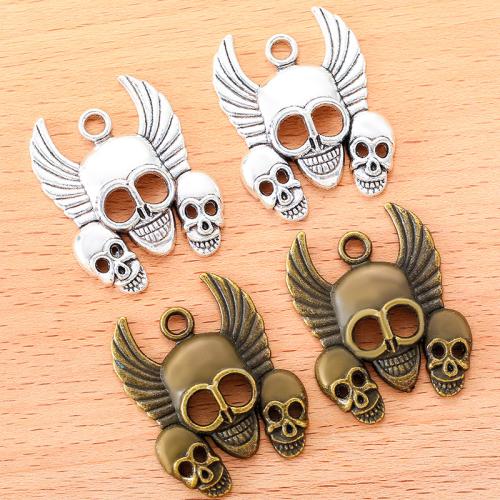 Zinc Alloy Skull Pendler, forgyldt, du kan DIY, flere farver til valg, 33x26mm, 100pc'er/Bag, Solgt af Bag