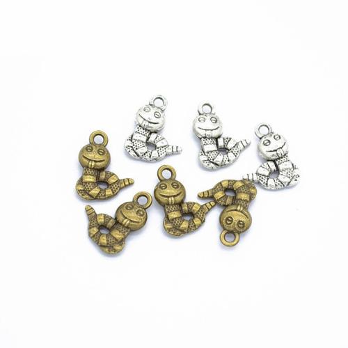 Sinc Alloy Pendants Ainmhithe, Nathair, plátáilte, DIY, dathanna níos mó le haghaidh rogha, 16x13mm, 100ríomhairí pearsanta/Mála, Díolta De réir Mála