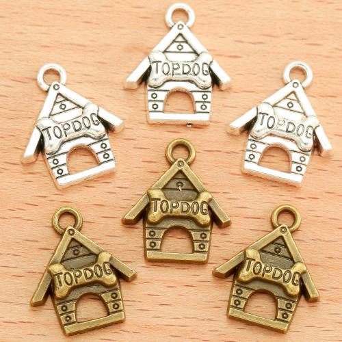 Zinc Alloy Pendler, House, forgyldt, du kan DIY, flere farver til valg, 19x17mm, 100pc'er/Bag, Solgt af Bag