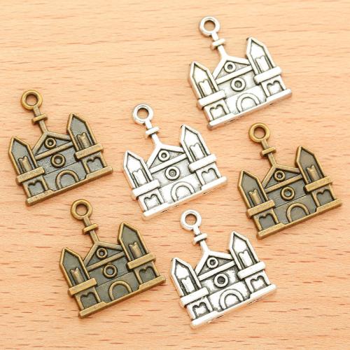 Zinc Alloy Pendler, House, forgyldt, du kan DIY, flere farver til valg, 21x18mm, 100pc'er/Bag, Solgt af Bag