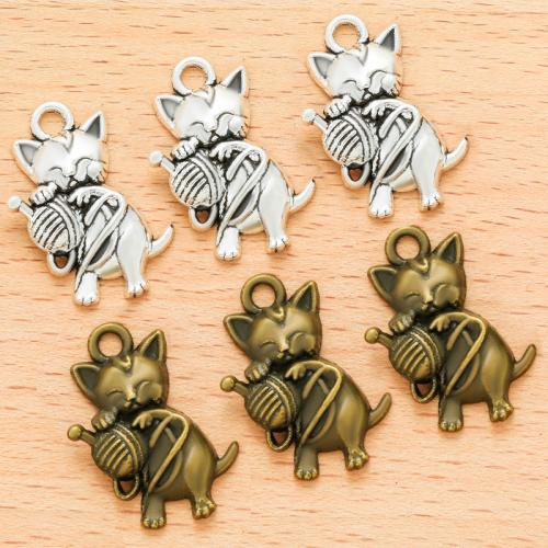 Zinc Alloy Animal Pendler, Cat, forgyldt, du kan DIY, flere farver til valg, 26x16mm, 100pc'er/Bag, Solgt af Bag