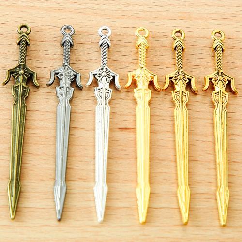 Zinc Alloy Pendler, Sword, forgyldt, du kan DIY, flere farver til valg, 70x12mm, 100pc'er/Bag, Solgt af Bag