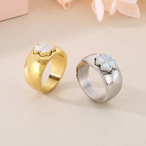 Stainless Steel Finger Ring 304 Stainless Steel with Shell plated fashion jewelry Sold By PC