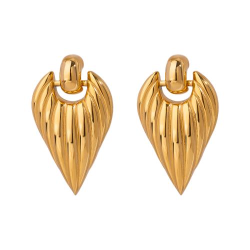 Pendientes de Acero Inoxidable, acero inoxidable 304, Corazón, 18K chapado en oro, Joyería & para mujer, Vendido por Par