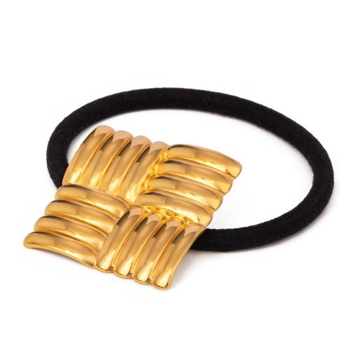 Ponytail Holder 304 Stainless Steel with Rubber Band Square plated fashion jewelry & for woman gold Sold By PC