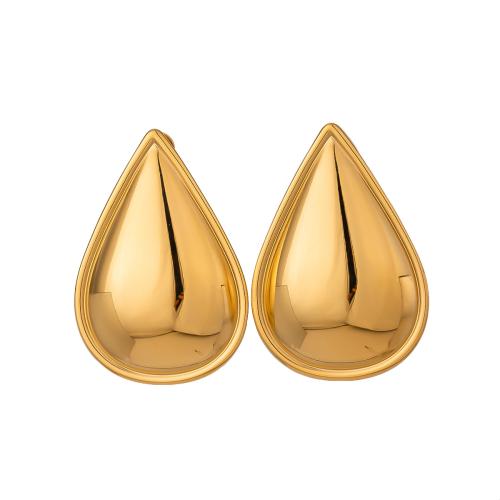 Stainless Steel Stud Earrings 304 Stainless Steel Teardrop plated fashion jewelry & for woman gold Sold By Pair