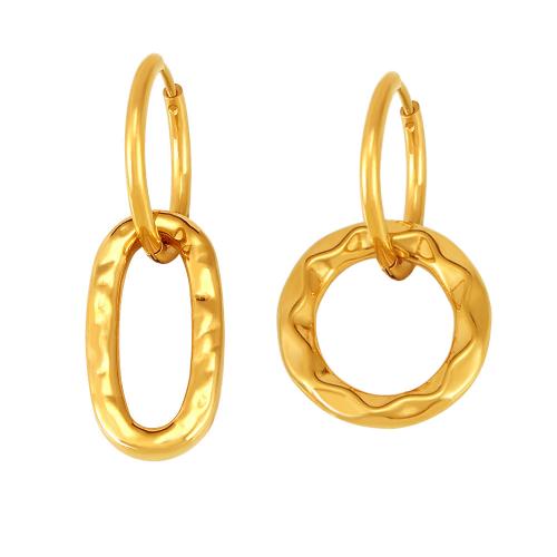 Titanium Steel  Earring plated fashion jewelry & for woman & hollow gold Sold By Pair