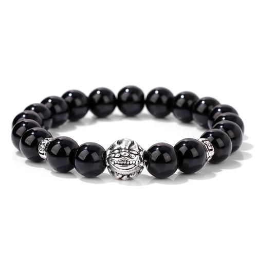 Pulsera de Aleación de Zinc, con Vidrio, unisexo & diverso tamaño para la opción, Negro, Vendido por UD