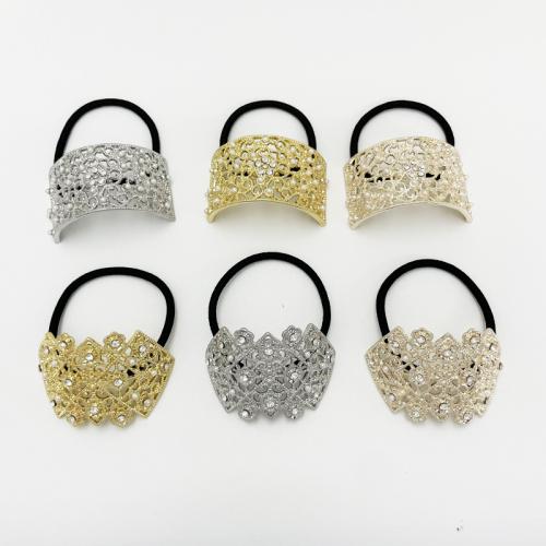 Ponytail Holder Zinc Alloy with Rubber Band & Plastic Pearl & for woman & with rhinestone Sold By PC