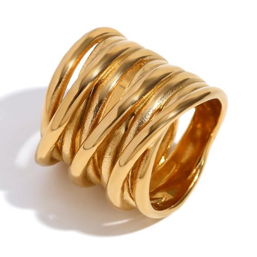 Edelstahl Ringe, 304 Edelstahl, 18K vergoldet, Modeschmuck & verschiedene Größen vorhanden & für Frau, goldfarben, verkauft von PC