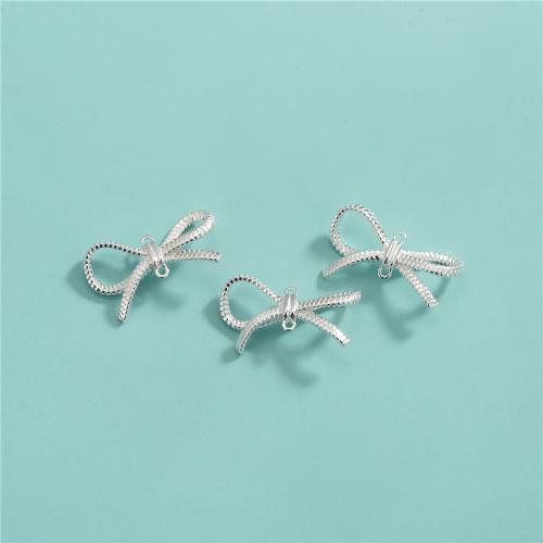 925 فضة موصلات, فضة 925, BOWKNOT, ديي, 22.10x13.50mm, تباع بواسطة PC