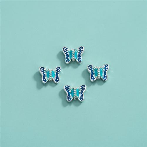 Srebrne koraliki 925, 925 Srebro, Motyl, DIY & naklejka epoksydowa, 7.70x10mm, otwór:około 1.1mm, sprzedane przez PC